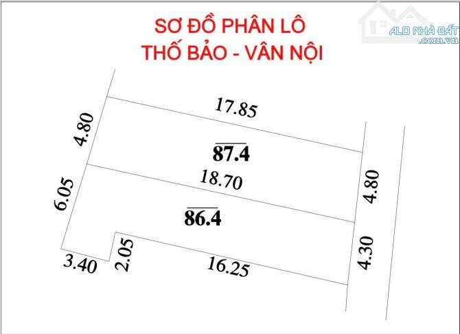 💥💥💥THỐ BẢO - VÂN NỘI‼️GẦN BÌA LÀNG - ĐƯỜNG THÔNG OTO - 87.4m2 - GIÁ 3.8 TỶ💥