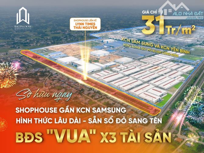 Tặng ngay 200 triệu, khi đặt cọc mua đất nền shophouse Lynn Time Thái Nguyên