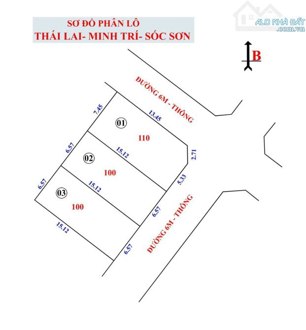 Bán đất thôn Thái Lai, Xã Minh Trí, Huyện Sóc Sơn: 100m, Mt: 6m - 1