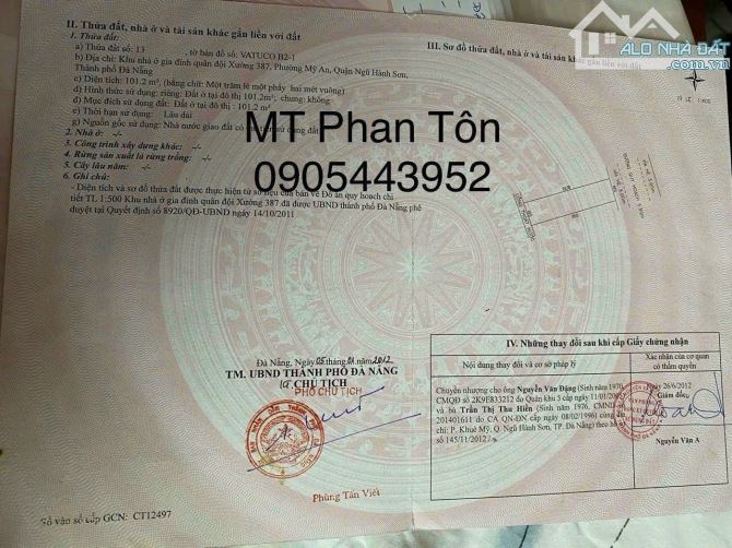 Bán đất mặt tiền Phan Tôn cách biển 500m