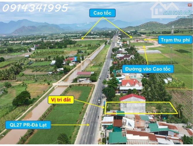 Nút giao cao tốc Cam Lâm Vĩnh Hảo. Mặt QL27A, 20x50m sân bay Thành Sơn 5km, QL1 6km - 2