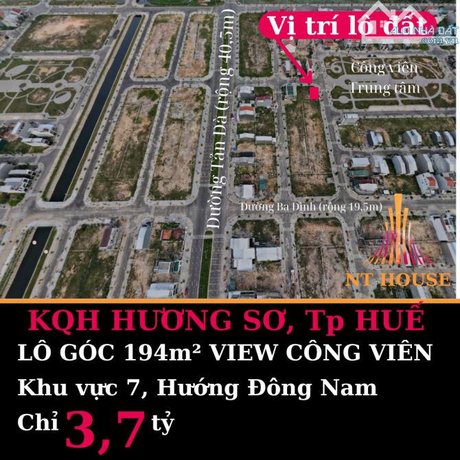 LÔ GÓC 194m² VIEW CÔNG VIÊN HƯƠNG SƠ 3,7 tỷ