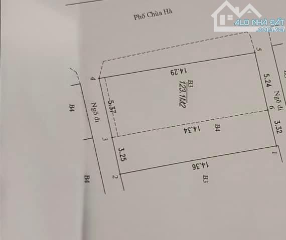 Nhà cũ bán đất mặt phố Chùa Hà, 123m2, mặt tiền 14m, lô góc 3 mặt vuông , 48 tỷ