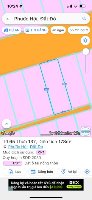 Tdc Kim Liên- Phước Hội - Đất Đỏ - BRVT; cách biển Phước Hải 2km  🌈DT: 178m2 Giá 1tỷ 550 - 1