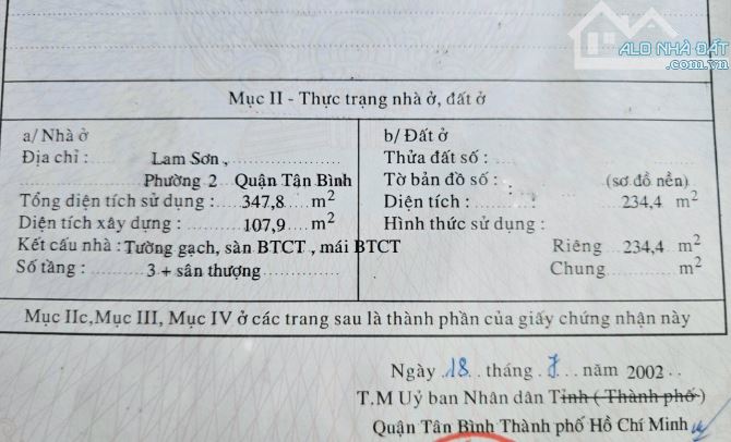 Bán Nhà 240m2 Hẻm Nhựa 10m Lam Sơn 10x27Ngay Cổng SB Tân Sơn Nhất-Cửu Long-Yên Thế 41tỷ - 1