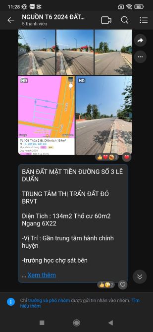 📍Xã Phước Long Thọ - Đất Đỏ - BRVT  DT 1000m2 -13.6x72m - Giá 2tỷ050 - 3