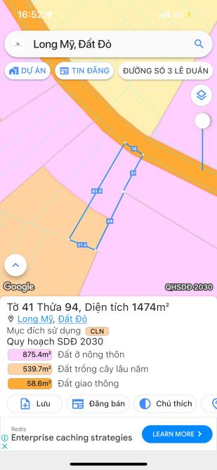 LONG MỸ-ĐẤT ĐỎ-BRVT ĐANG SÁP NHẬP TT PHƯỚC HẢI. 🌈Dt 1473m2 - Giá 4tỷ 400 - 3