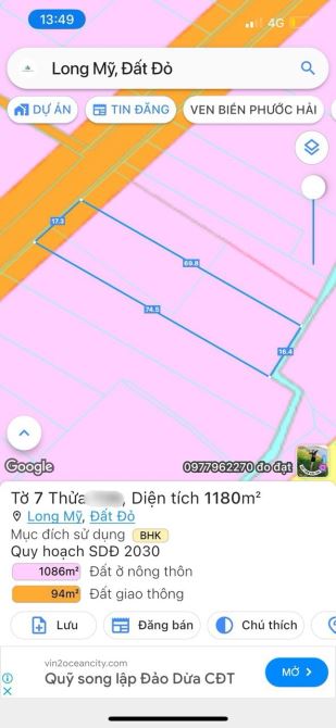 LONG MỸ VỊ TRÍ ĐẮC ĐỊA- ĐI BIỂN PHƯỚC HẢI CHỈ 2KM 🌈DT 1180m2 Giá 6tỷ - 4