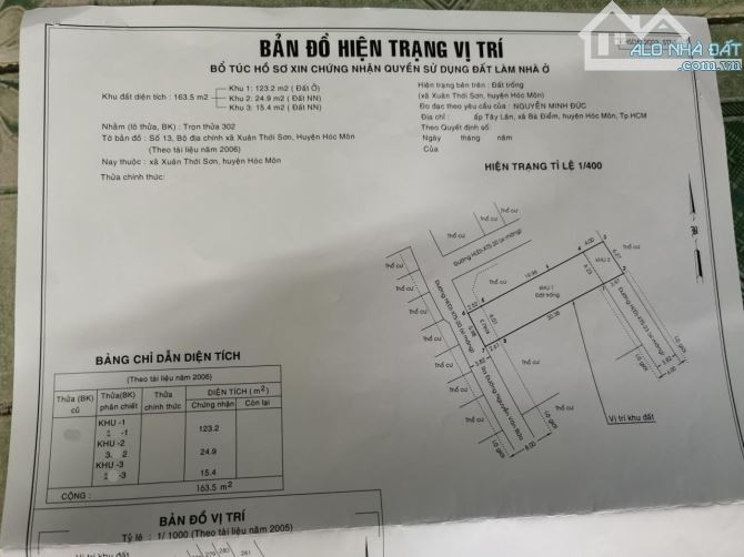 Bán đất Nguyễn Văn Bứa HM, 164m2, nở hậu, N6m, Đ. 3m giá chỉ 4.x tỷ - 4