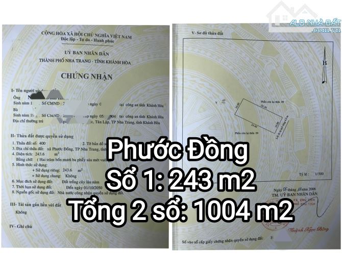 "Bán đất Phước Đồng, Nha Trang gần đường Thái Khang (cách 140m). Đường ô tô 4m.   - Khu dâ - 3