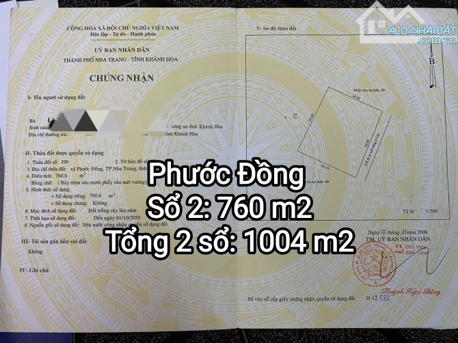 "Bán đất Phước Đồng, Nha Trang gần đường Thái Khang (cách 140m). Đường ô tô 4m.   - Khu dâ - 3