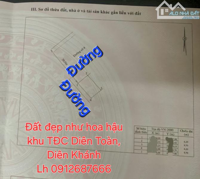 Bán lô đất đẹp như hoa hậu TDC Diên Toàn, Diên Khánh, Khánh Hòa.