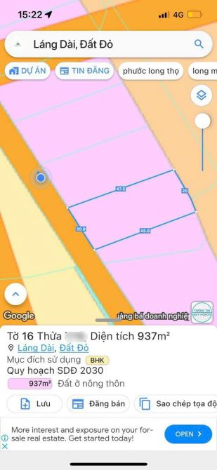 20x47m-LÁNG DÀI - NGAY CHỢ ĐI VÔ , CÁCH QL55 CHỈ 1KM