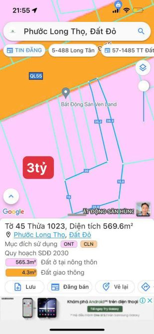 570m-MẶT TIỀN QUỐC LỘ 55 - NGAY KHU CÔNG NGHIỆP ĐẤT ĐỎ - BRVT - 2