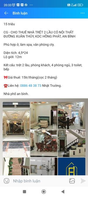 Nhà 2 lầu có nội thất mặt tiền KDC Hồng Phát - 1