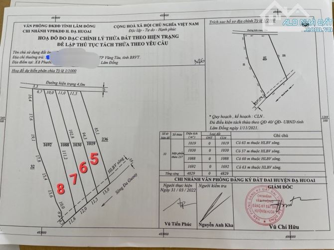 Bán đất xã Phước Lộc, Đạ Huoai, Lâm Đồng: 11,5( NH: 13m) x 94, giá 1,4 tỷ. - 1