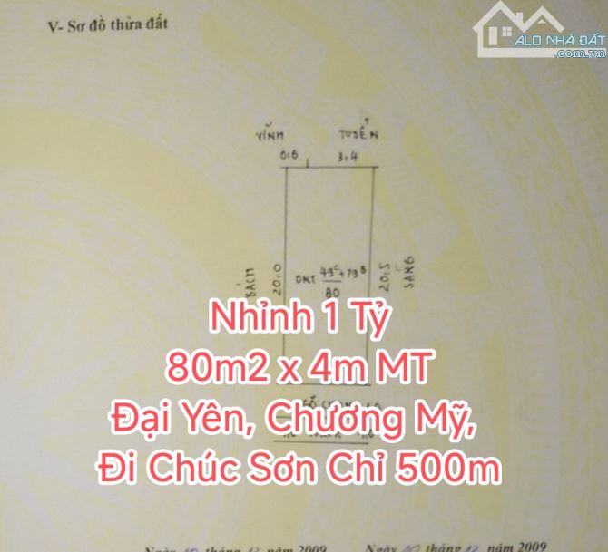 Cực Cực Hiếm, Đại Yên, Chương Mỹ, 80m2, Giá Chỉ Nhỉnh 1 Tỷ.