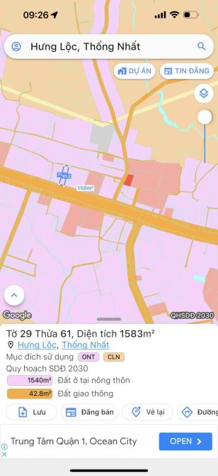 D139 Bán lô đất đẹp gần trung tâm nằm ngay đường quốc lộ 1A xã hưng lộc thống nhất đồng na - 1