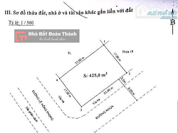 425m2 lô góc mặt đường trung tâm phố Lê Hồng Phong