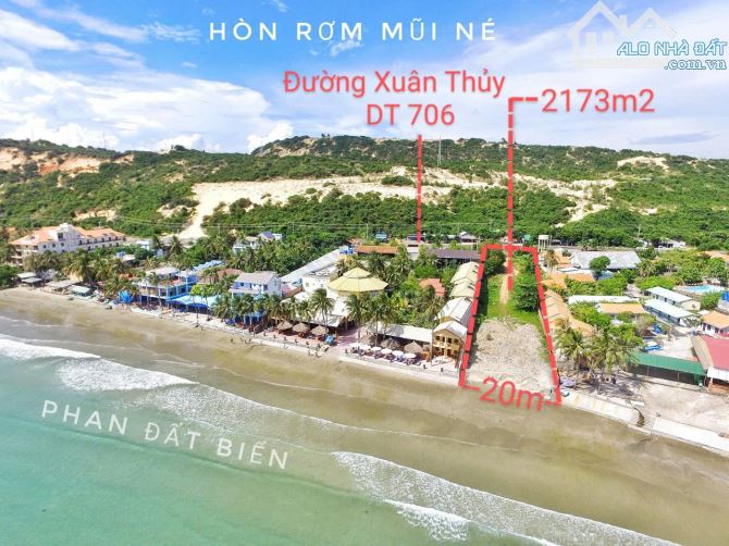 Cạn vốn bán 2.173 m2 đất mặt tiền biển Phan Thiết sẵn 500m2 đất TMDV giá chỉ 16tr/m2