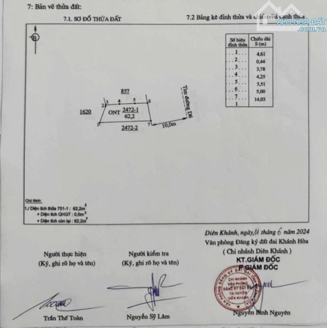 Cần bán lô đất mặt tiền đường Xóm Mới xã Diên Lạc Huyện Diên Khánh 1 tỷ 490 - 4