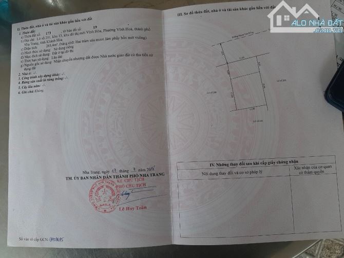 Bán đất biệt thự lô 201 đường Phạm Văn Đồng, phường Vĩnh Hoà, Nha Trang  265,4m2  65trđ/m2 - 5