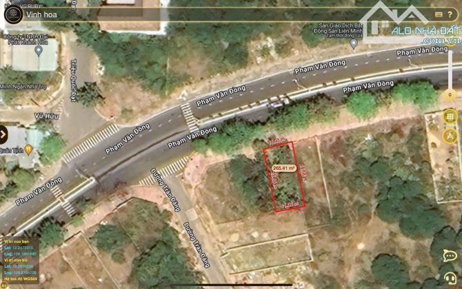 Bán đất biệt thự lô 201 đường Phạm Văn Đồng, phường Vĩnh Hoà, Nha Trang  265,4m2  65trđ/m2 - 7