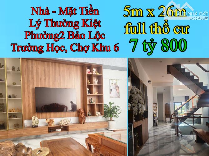 7 tỷ 800 - 5m x 26m - Bán Nhà Bảo Lộc: Mặt Tiền Lý Thường Kiệt - 1 trệt 1 lầu 1 Lửng 1 Hầm