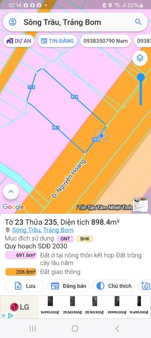Bán 898m, có 200m thổ cư, Mặt Tiền đường Nguyễn Hoàng, xã Sông Trầu, huyện Trảng Bom - 3