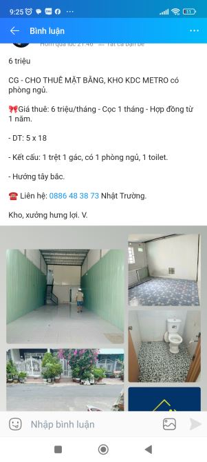 Mặt bằng, kho mặt tiền kdc Metro có phòng ngủ - 4