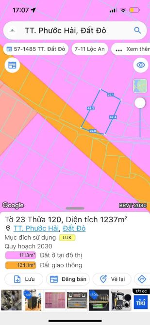 1237m2 thị trấn phươc hải giá 6 tỷ 500 - 1