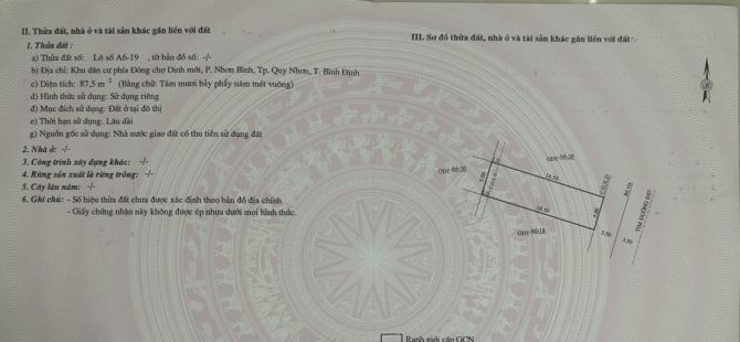 Bán đất nền khu gần chung cư và chợ Dinh, Nhơn Bình