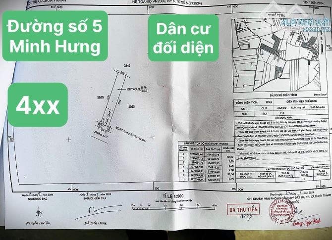KÈO THƠM TRỤC CHÍNH MINH HƯNG - KP 5 - tx Chơn Thành Bình Phước 4xx triệu - 3