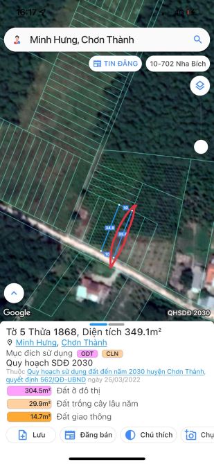 KÈO THƠM TRỤC CHÍNH MINH HƯNG - KP 5 - tx Chơn Thành Bình Phước 4xx triệu - 5