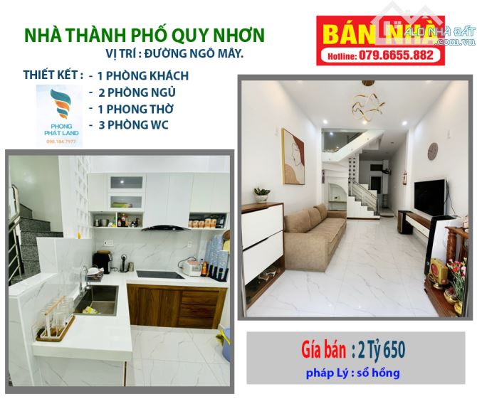 Nhà hẻm rộng ngô mây(hẻm thông), phường Nguyễn Văn Cừ,thành phố quy nhơn