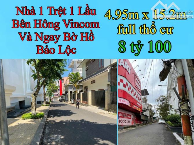 8 tỷ 100 : 4.95 x 15.2m - Bán Nhà Bảo Lộc P1: 1 Trệt 1 Lầu : Ngay Bên Hông VinCom Bảo Lôc