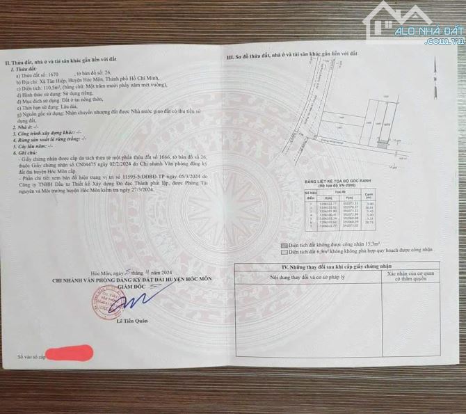 Bán đất ở 5*27m. Đường Tân Hiệp 8/1. Gần trường. Hóc môn