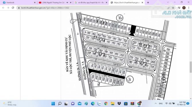 BÁN LÔ ĐẤT KHU QUY HOẠCH LỘC TRÌ - PHÚ LỘC - HUẾ.