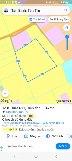 3600m2 lúa ngay kcn An nhựt Tân_ Tân trụ _long an 450trieu/1000 hàng ngộp - 1