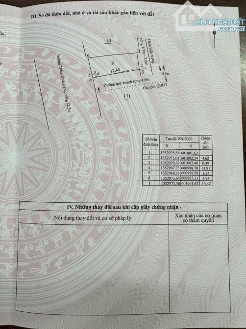 Cần bán mảnh đất có sổ hồng, diện tích 185m2 đường Thích Quảng Đức, phường Phước Hải