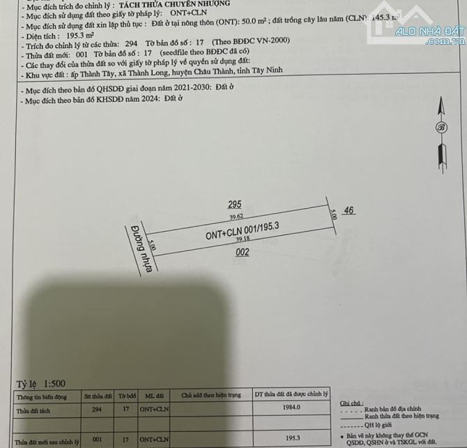 Thành long châu Thành 5x39 thổ cư 50m² giá 320triu hết đất mặt tiền đường nhựa luôn - 1