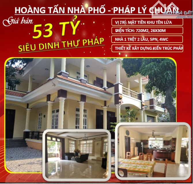 Bán Siêu Dinh Thự Pháp mặt tiền, 720m2, 26x30m, 3 tầng, 5PN, 4WC