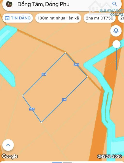 9500m2 đất Đồng Phú giá 750 triệu