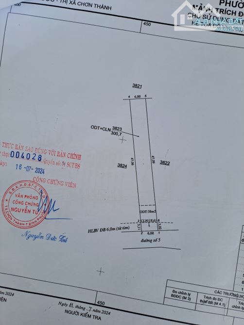 Đất ở Tx. Chơn Thành, Ngang 6 mét, MT đường 8 mét, Giá chỉ 650 triệu liên hệ ngay