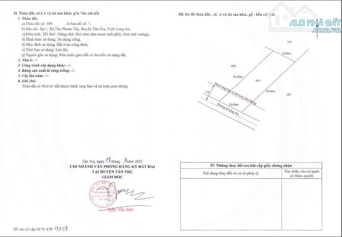 5×30 thổ 419 triệu Đường ôtô Tân phước tây/Tân trụ_Long An giá tốt - 1