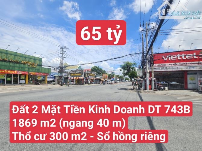 🆘 Đất 2 Mặt Tiền Kinh Doanh  DT 743B gần ngã tư Vincom 550, P. Bình Hòa , Tp. Thuận An