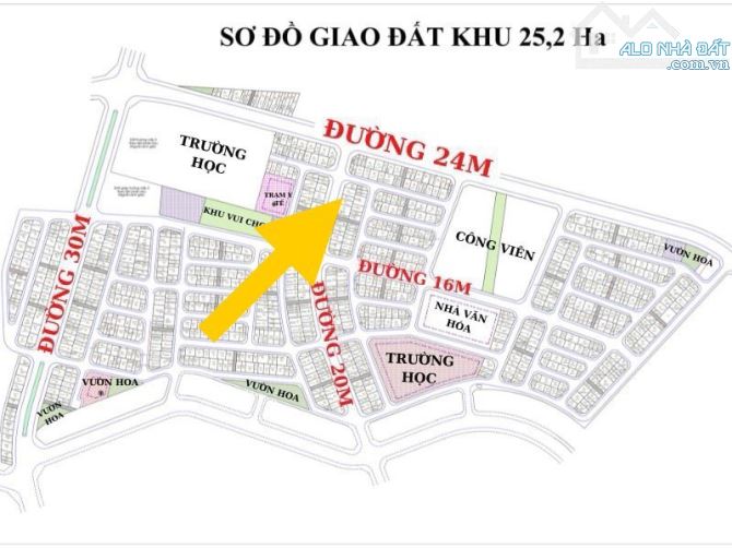 Bán nhanh lô đất diện tích 62m, mặt tiền 5,2m mặt đường đường 24m día tốt nhất thị trường