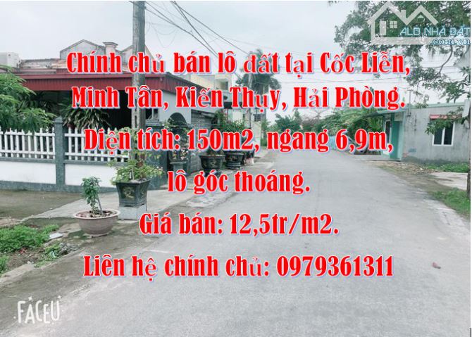 Chính chủ bán lô đất tại Cốc Liễn, Minh Tân, Kiến Thụy, Hải Phòng.