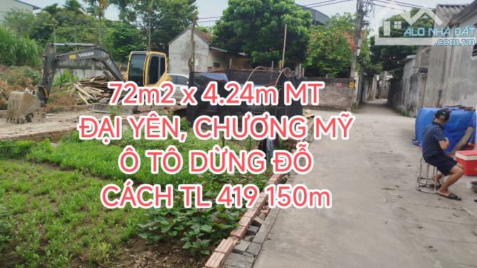 Tỉnh Lộ 419 Xã Đại Yên, Chương Mỹ, 72m2 x 4.5m MT, Ô tô Dừng Đỗ, Nhỉnh 2 Tỷ. - 1