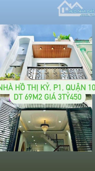 Nhà đẹp ngộp giá Đ. Hồ Thị Kỷ, P1, Q10. DT 69m2 (4,6x15) giá 3tỷ450